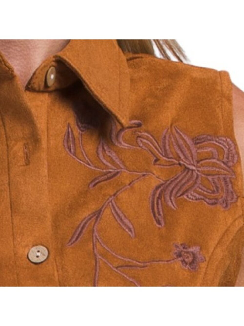 LIV LOS ANGELES Faux Suede Embroidered Vest - Picture 4 of 4